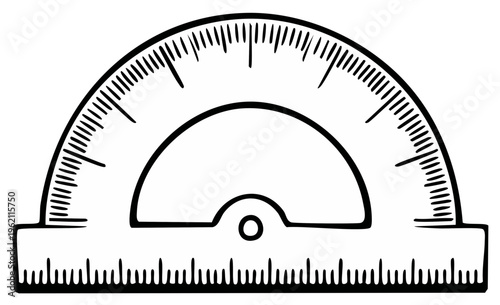 Drafting Tool Protractor with Measurement Markings for Geometric Calculations