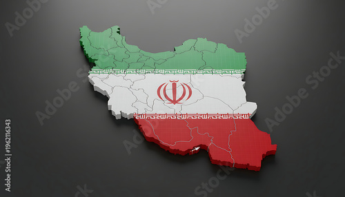 Iran Map Filled with National Flag Colors