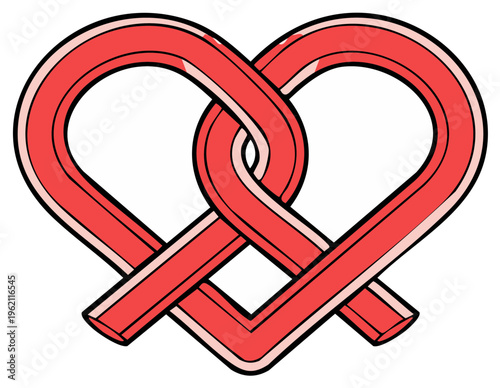 Vibrant red abstract heart knot illustration symbolizing passion love and affection