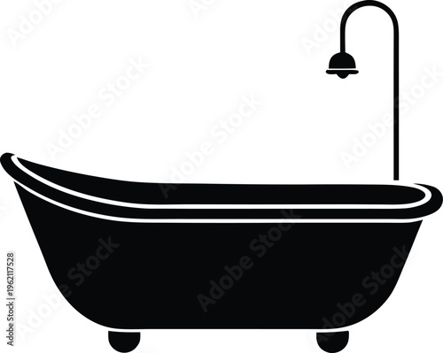 Classic clawfoot bathtub and shower bathroom icon vector