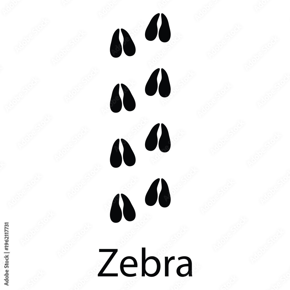 Naklejka premium Zebra Footprint Icon – Animal Track Paw Print Silhouette Vector EPS