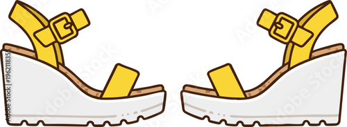 Trendy Platform Wedge Sandals Vector