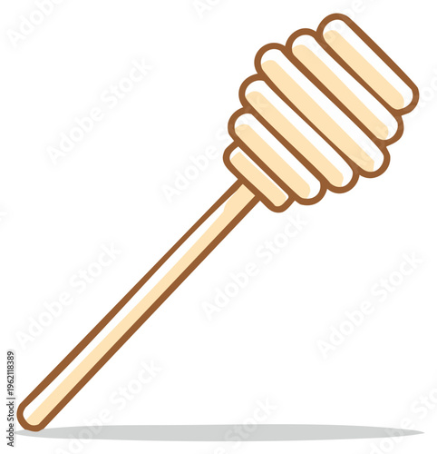Wooden honey dipper illustration isolated
