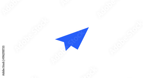 A blue paper airplane icon on a plain white background, minimalistic design