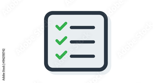 A Clean and Simple Icon Depicting a Checklist with a Green Checkmark Symbol