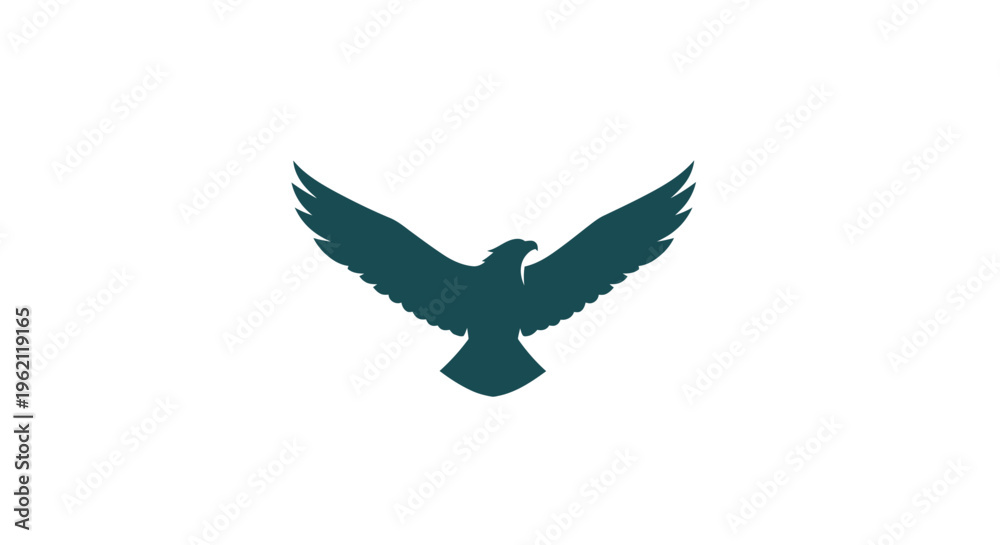 Fototapeta premium A Silhouetted Eagle with Outspread Wings Displayed Against a Clean White Background