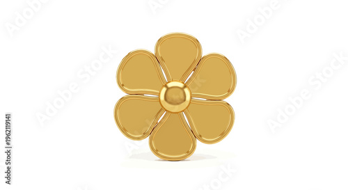 A radiant golden floral emblem, a symbol of elegance on a pristine, immaculate expanse