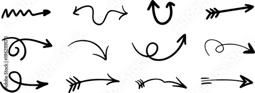 Hand Drawn Arrow Icons | Sketch Direction Vector Set