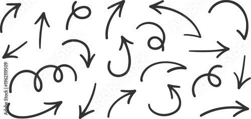 Hand Drawn Curved Arrow Icons | Sketch Direction Vector Set