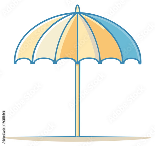 Vibrant cartoon beach umbrella icon perfect for summer holiday and travel designs