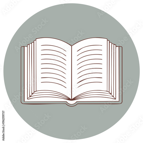 Open book icon illustration simple and clean aesthetic for educational and literary themes, graphic design and creative projects