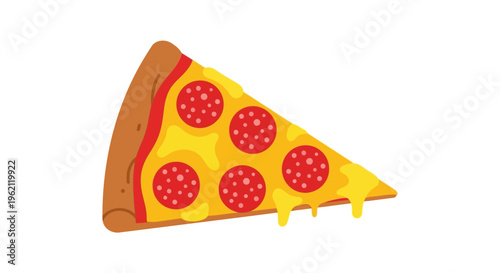A Tasty Slice of Pizza with Pepperoni, Cheese, and Crust, Isolated on White Background
