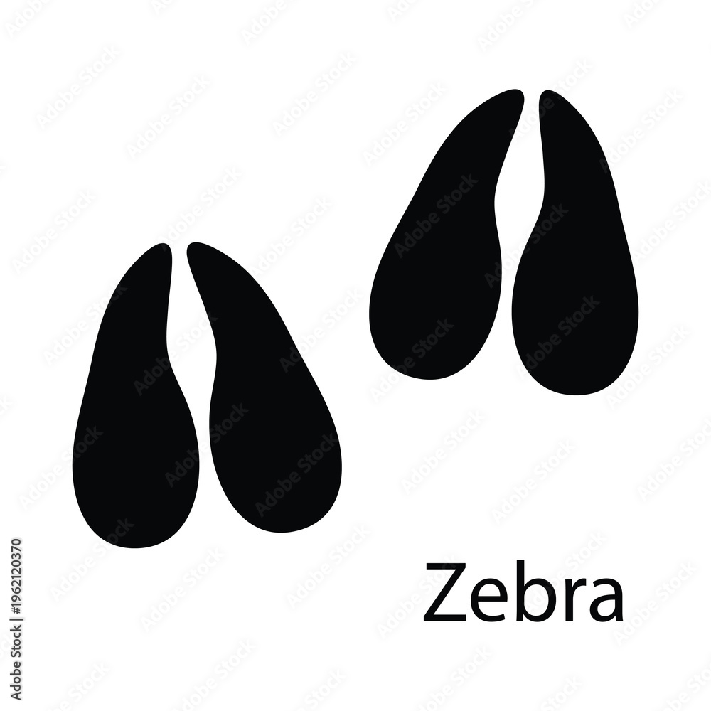 Naklejka premium Zebra Footprint Icon – Animal Track Paw Print Silhouette Vector EPS