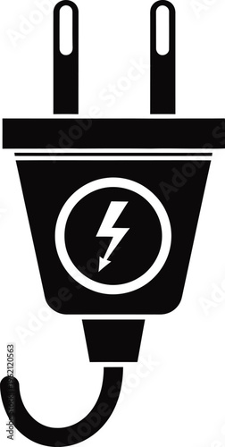 Electric plug with lightning bolt symbol