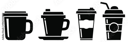 Four different types of travel mugs and tumblers