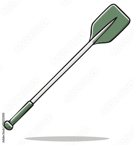 Simple cartoon illustration of a green boat paddle for rowing or canoeing