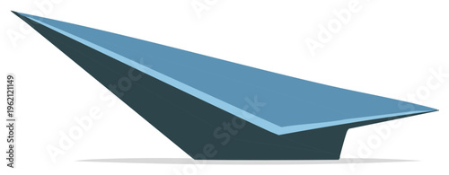 Blue geometric paper airplane abstract modern vector illustration