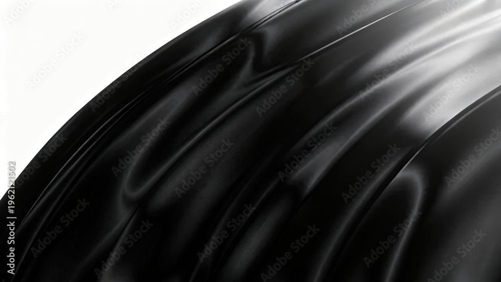 Fototapeta premium Abstract black glossy liquid texture modern 3d render of dark silk waves luxury background elegant design for luxury branding web and print high contrast shiny smooth fluid
