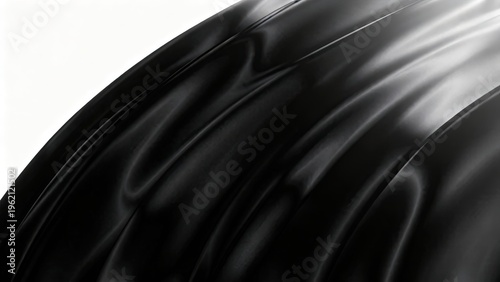 Abstract black glossy liquid texture modern 3d render of dark silk waves luxury background elegant design for luxury branding web and print high contrast shiny smooth fluid