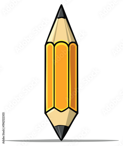 Cartoon yellow pencil sharpened on both ends school supplies drawing tool illustration