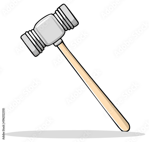 Cartoon mallet with a silver head and wooden handle