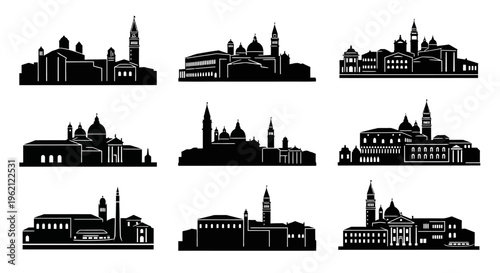 Venice Skyline Silhouettes: Iconic Italian Cityscape Collection
