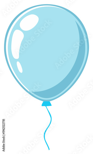 A single light blue balloon with a wavy string against a white background