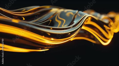 Looping Abstract Liquid Gold Flow on Black Background