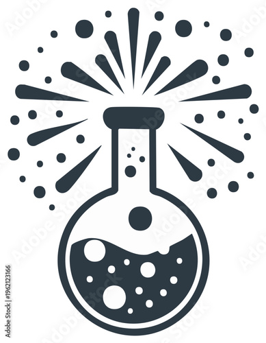 Laboratory Glassware Flask with Explosion Effect for Science or Chemistry Experiments