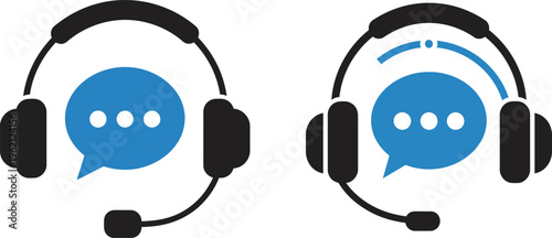 Customer service headset with speech bubble icon for online support communication