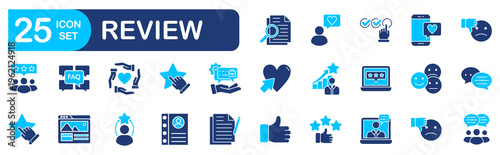 Review icon set. Editable line icons.