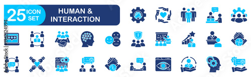 Human interaction icon set. Editable line icons.