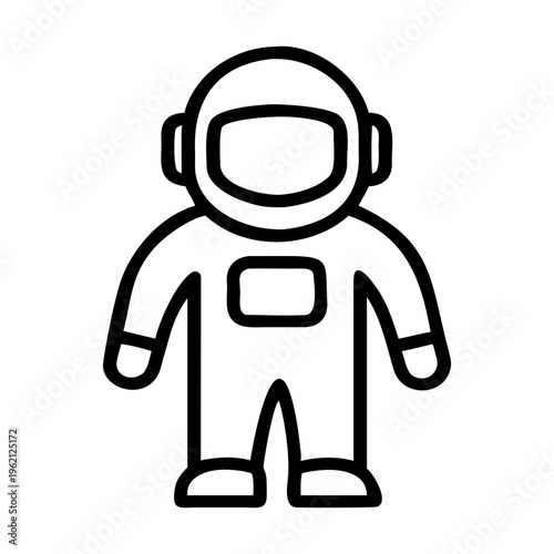 Astronaut in Cosmos: a minimalist black and white line art of an astronaut ready to explore outer space, representing adventure and discovery.