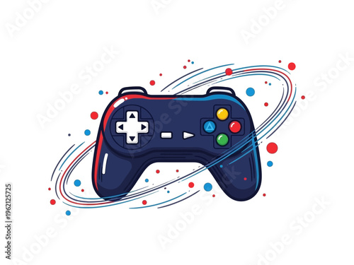 Colorful Video Game Controller Illustration.