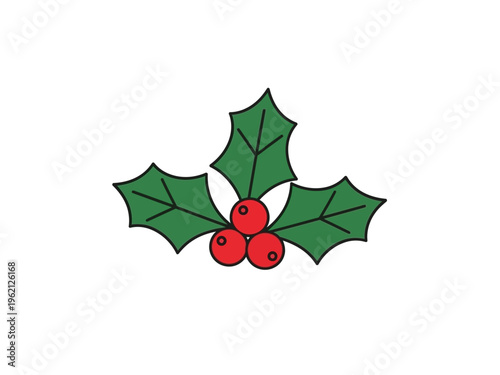 Holly Leaves and Red Berries.