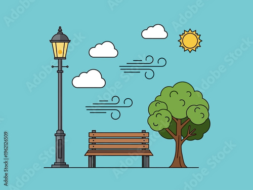 Park Bench Under a Tree.