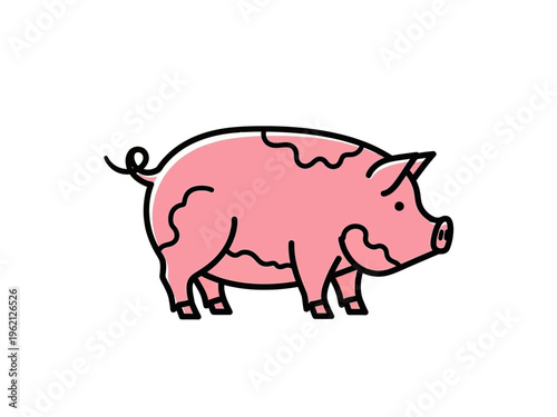Pink Pig Cartoon Animal.