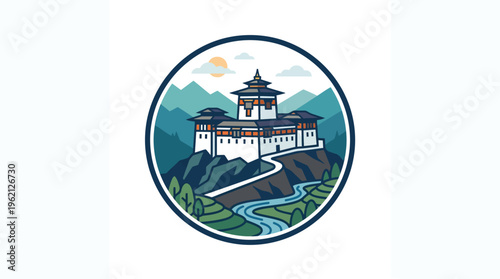 Charming Vector Emblem of Tiger's Nest Monastery Bhutan