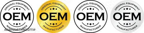 OEM badge logo set original equipment manufacturer label gold and minimal style vector collection