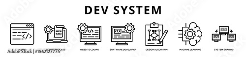 Dev System web banner icon illustration