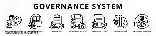 Governance System web banner icon illustration