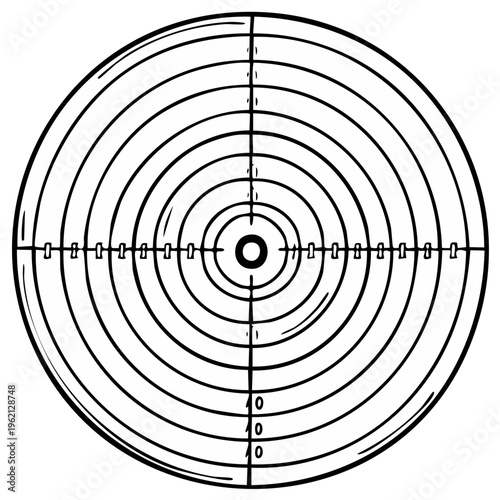 Concentric circles with crosshairs creating a circular target for shooting practice