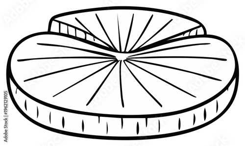 Stylized Outline Drawing of a Large Circular Cushion or Pad