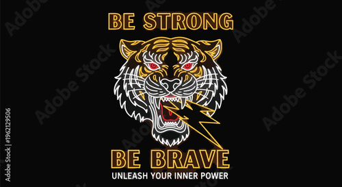 Futuristic Tiger against Black Gradient.