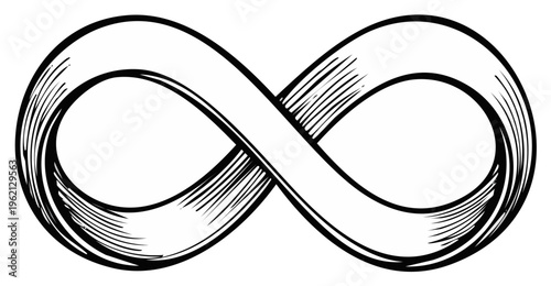 Infinity Symbol Drawn in Black and White Line Art Representing Eternity Endlessness or Limitless Potential