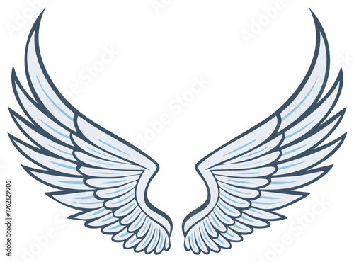 Elegant wings soar upward in artistic vector illustration suitable for graphic design projects