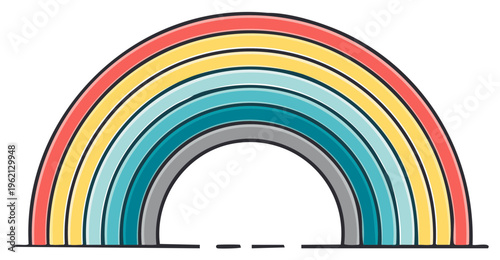 Colorful rainbow illustration with multiple bright colors and outlines