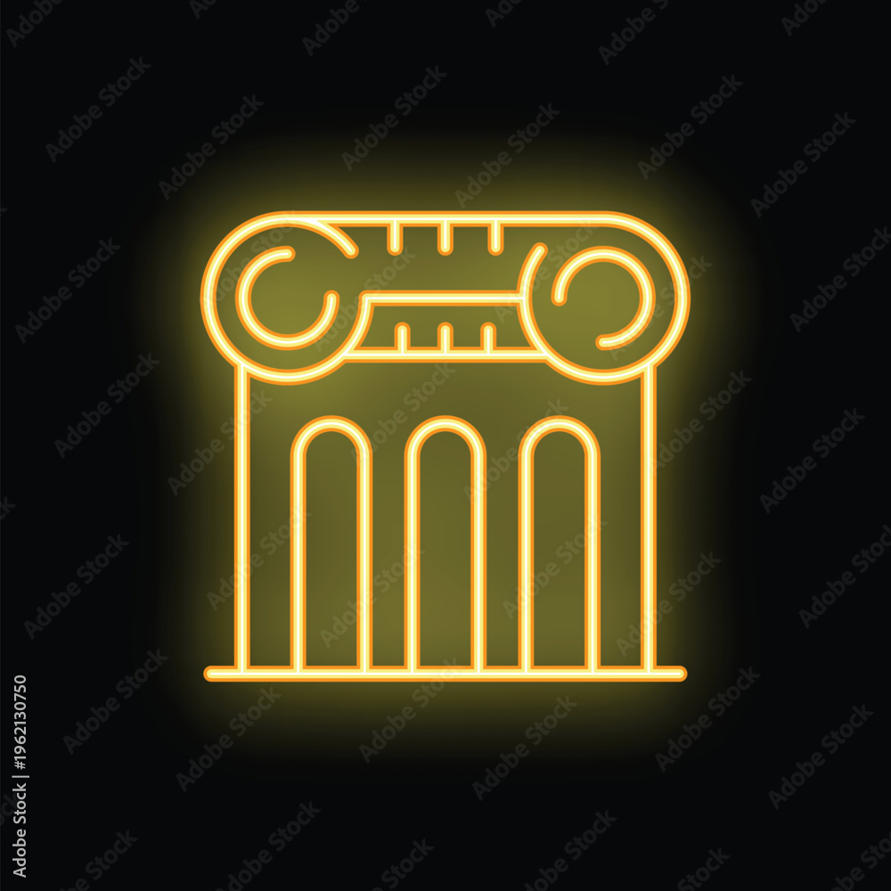 Fototapeta premium Glowing neon line icon of an ancient greek column, a symbol of history and architecture