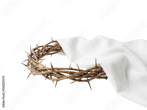 Crown of Thorns on White Cloth