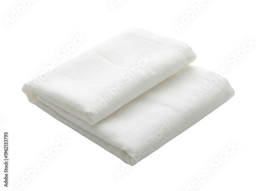 Stack of Clean White Folded Towels on White Background